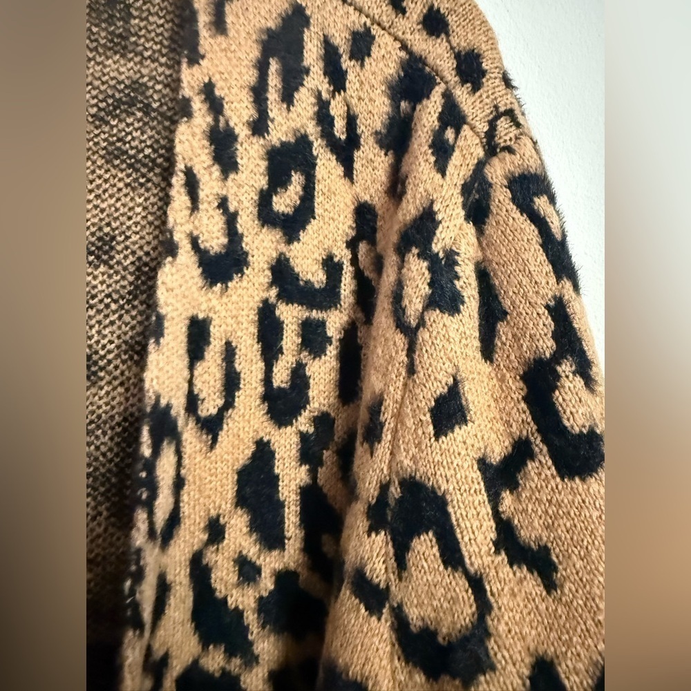 1.STATE Animal-Print Tan Black Cheetah Cardigan Sweater Plus Sz 3X - Picture 3 of 4